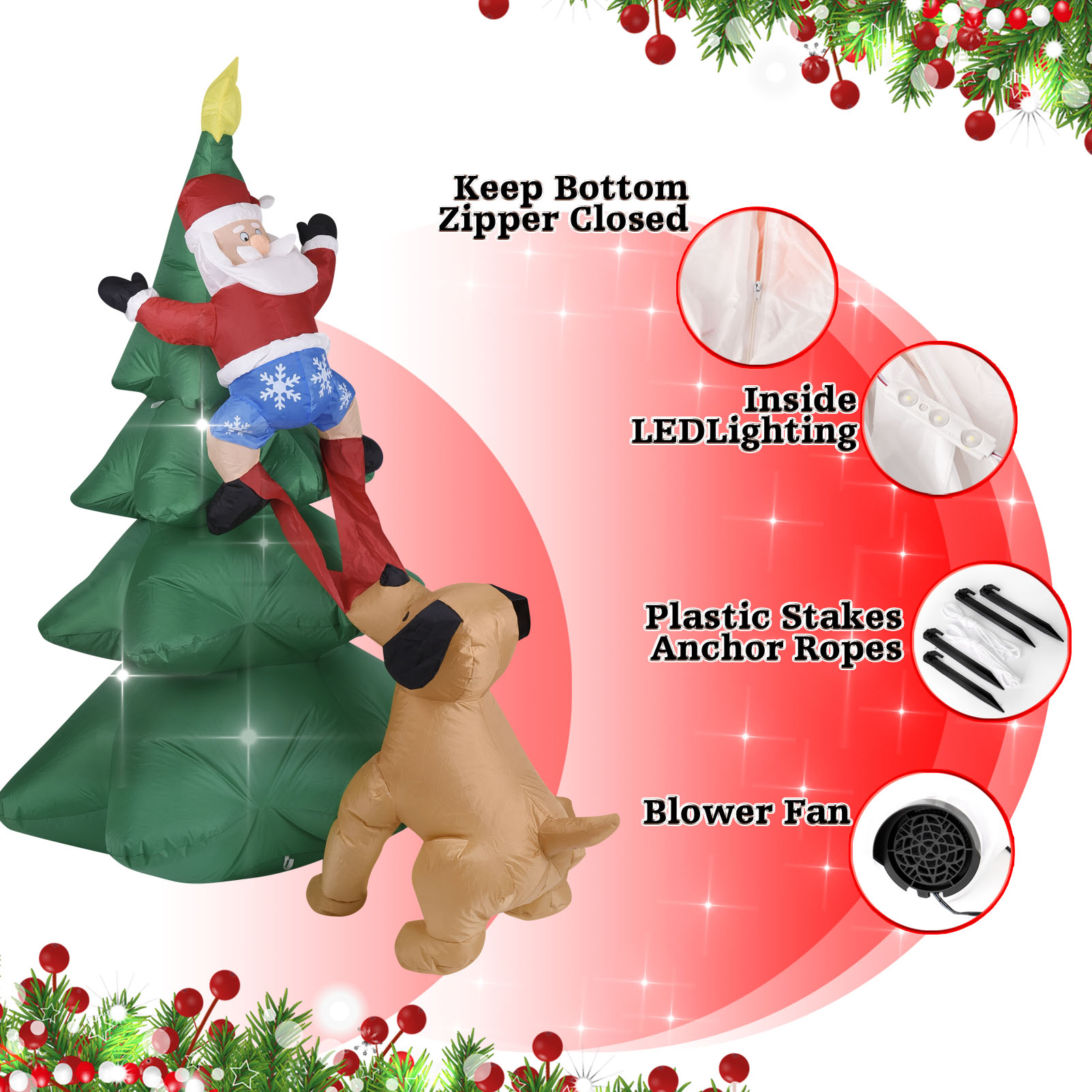 Cão inflável de natal com árvo - Home Textiles Products avaliação e preço