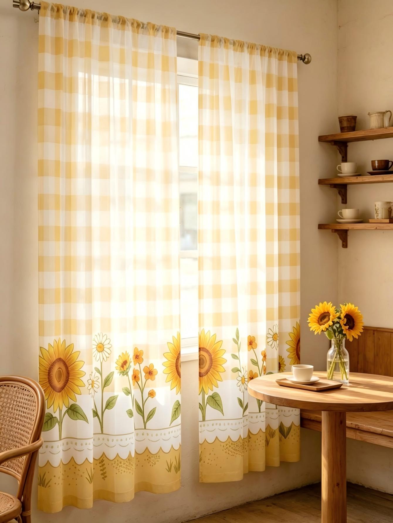 2 Peças de Cortina Transparent - Home Textiles Plaid avaliação e preço