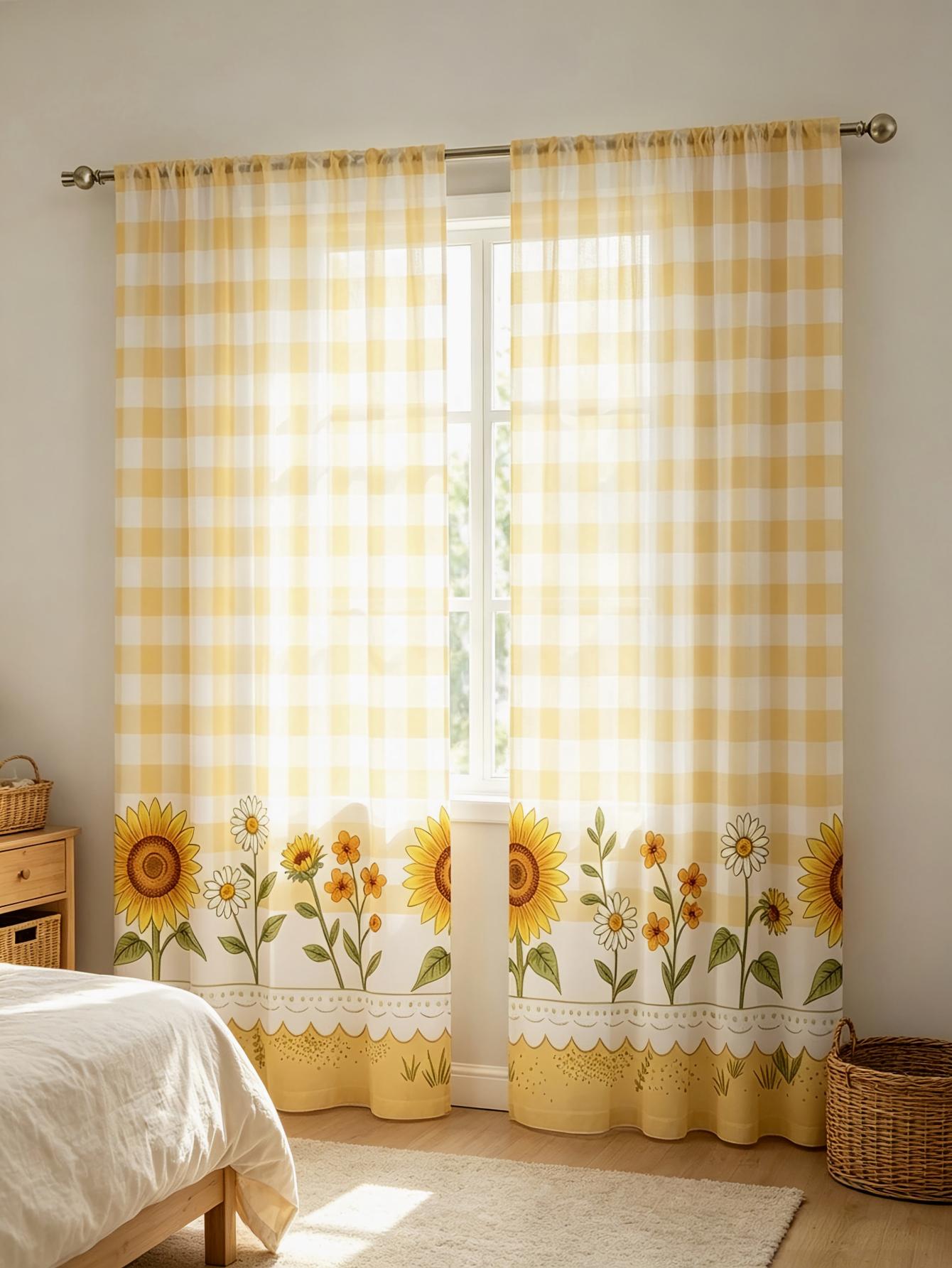2 Peças de Cortina Transparent - Home Textiles Plaid avaliação e preço