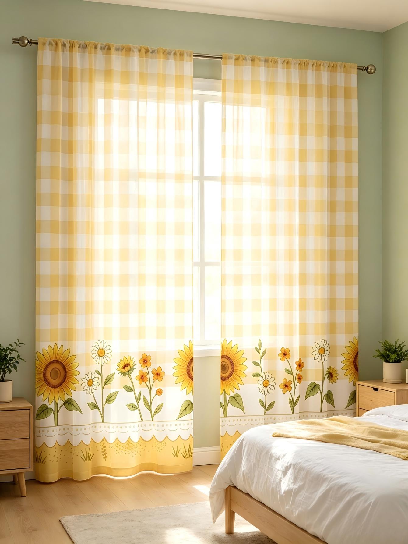 2 Peças de Cortina Transparent - Home Textiles Plaid avaliação e preço