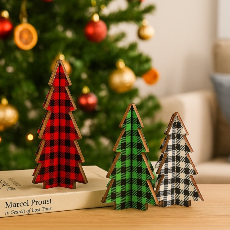 3 peças decoração de natal xad - Home Textiles Plaid avaliação e preço